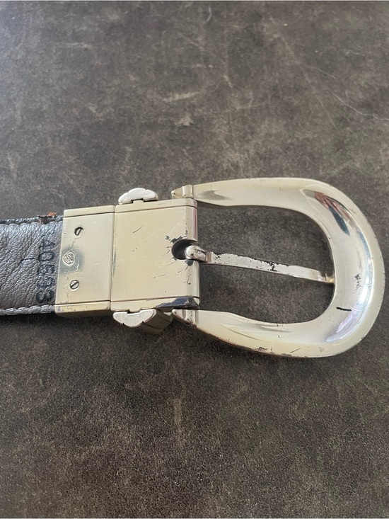 Brighton Really Tough Reversible Belt L Leather Silver Buckle Black Gray main image 4